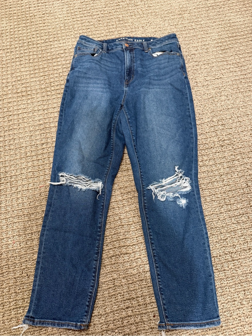 American Eagle Outfitters Women's Distressed Blue Boyfriend Jeans